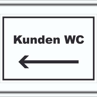 HB-Druck Kunden WC Schild mit Text und Richtungspfeil links Toilette waagerecht A5 (148x210mm)