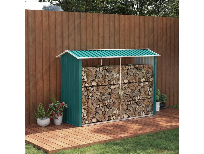 Outsunny Abri Bois Acier 240x86x160cm Vert