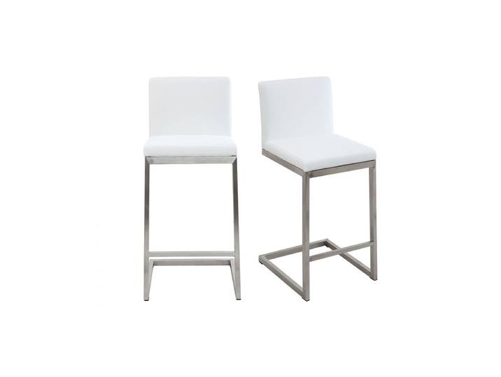 Tabourets de bar design blancs avec pieds métal H66 cm (lot de 2) STELLAR