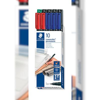 STAEDTLER 318 B10 Lumocolor Permanent-Marker 318F, 10er Schachtel