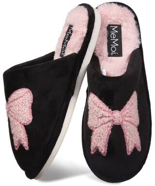 Women's Women's Bow Plush Memory Foam Slippers by MeMoi in Blush (Size M)