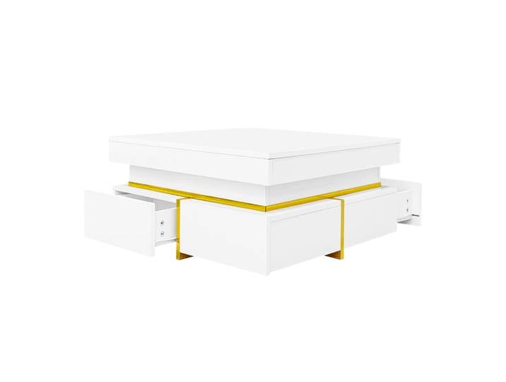 Table basse blanche avec 2 tiroirs 70 x 70 x 35,5 cm