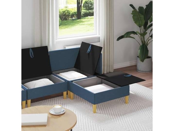 KTHLBRH Modulares Sofa-Set, 4-teilig, Blau, mit Stauraum Langlebiger Stoff, modernes Design, abnehmbare Kissen, pflegeleicht