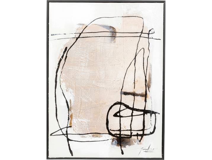 Bild mit Rahmen KARE DESIGN Gerahmtes Bild Dust 55x75cm , beige (farbe bild(er): beige), B:55cm H:75cm T:5cm, Acrylfarbe, Baumwolle, Massivholz, Bilder, Bild mit Rahmen