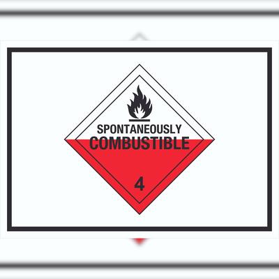 HB-Druck Schild Selbstentzündliche Stoffe Symbol Spotaneously Combustible A3 (297x420mm)