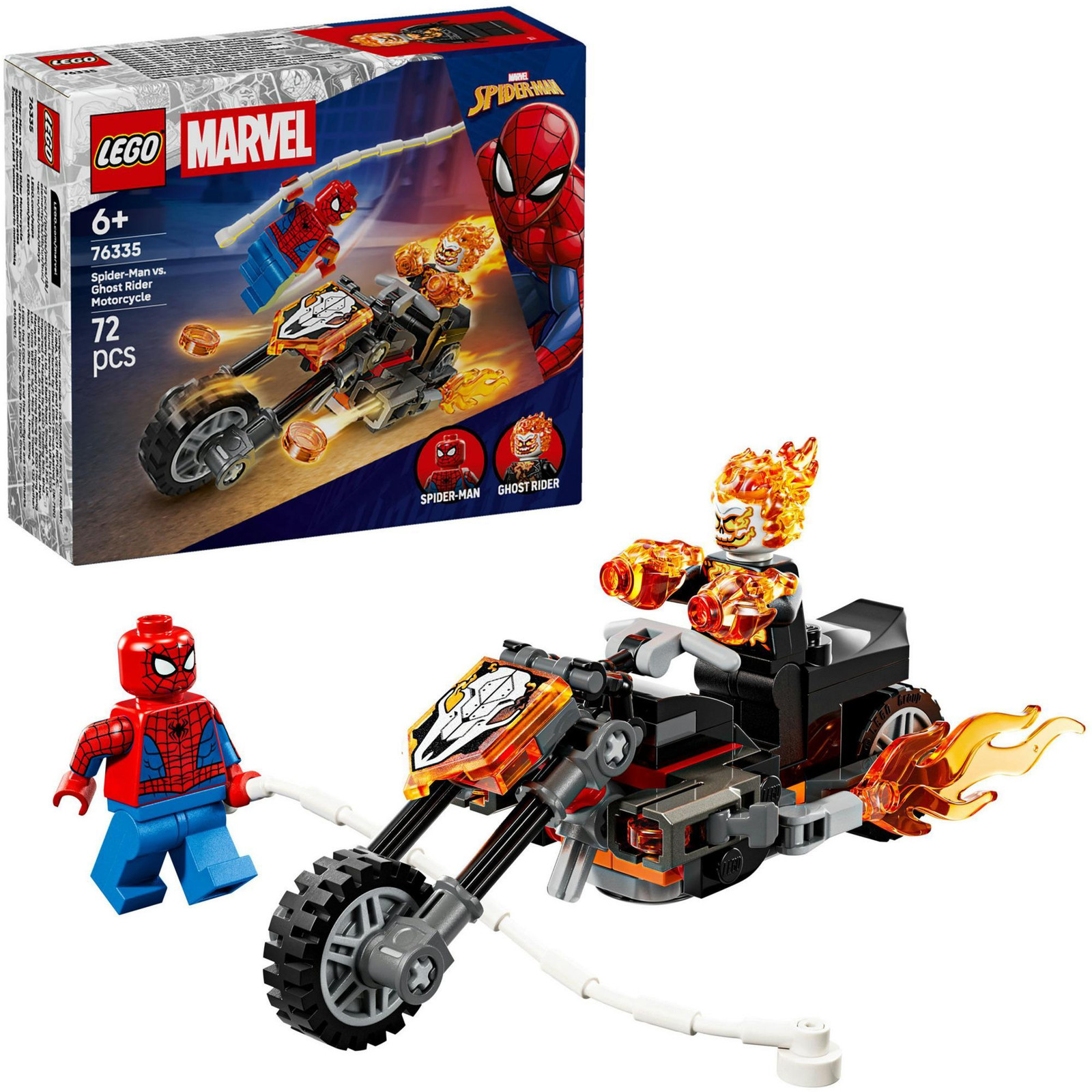 LEGO Marvel Spider-Man vs. Ghost Rider op de motor 76335