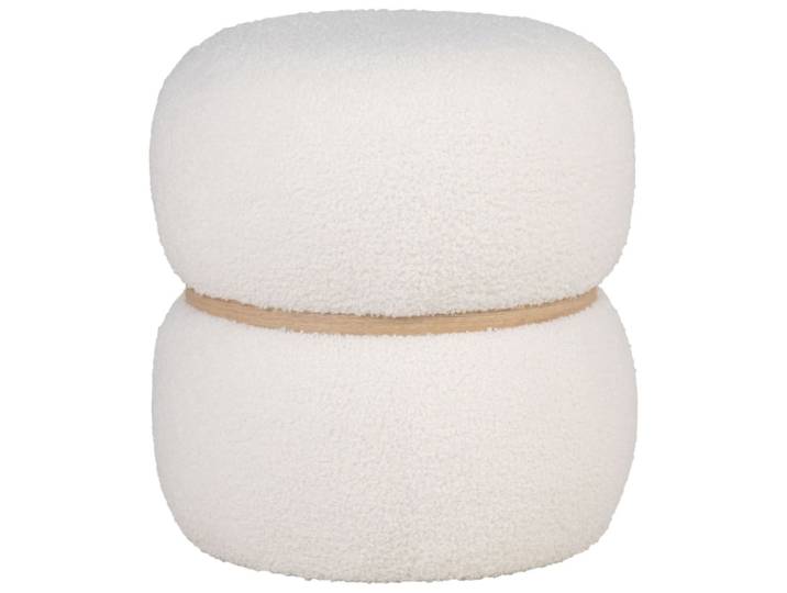 Pouf en tissu bouclé écru ø38 cm