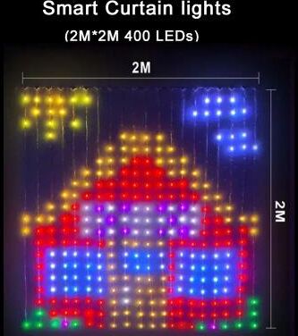 Inspire Select Smart LED Curtain Lights APP Control RGB Dimmable Music Sync DIY Pattern Fairy Lights With Remote For Christmas Party 400leds