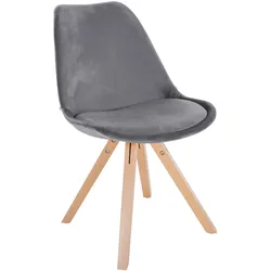 CLP Stuhl Sofia Samt Square   Farbe: grau, Gestell Farbe: natur (eckig)