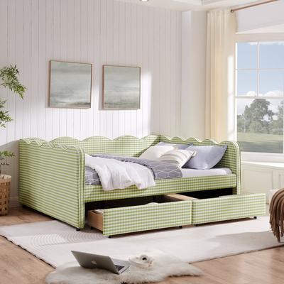 Telepassa Cozy Gingham Daybed with USB Port and Two Storage Drawers