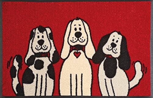 Wash + Dry Voetmat Three Dogs, Rood/Multicolour, B: 50 cm, D: 75 cm