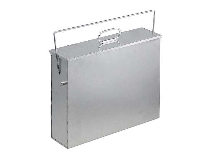 Ascheeimer eckig mit Deckel Silber