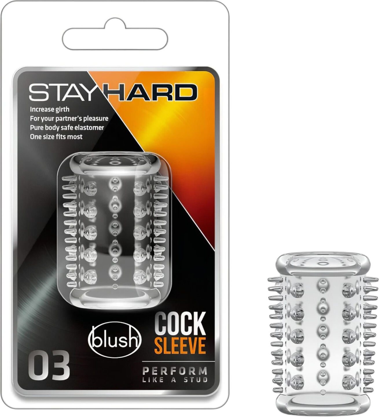 blush Stay Hard - Small Spiked Penis Sleeve (Transparent)