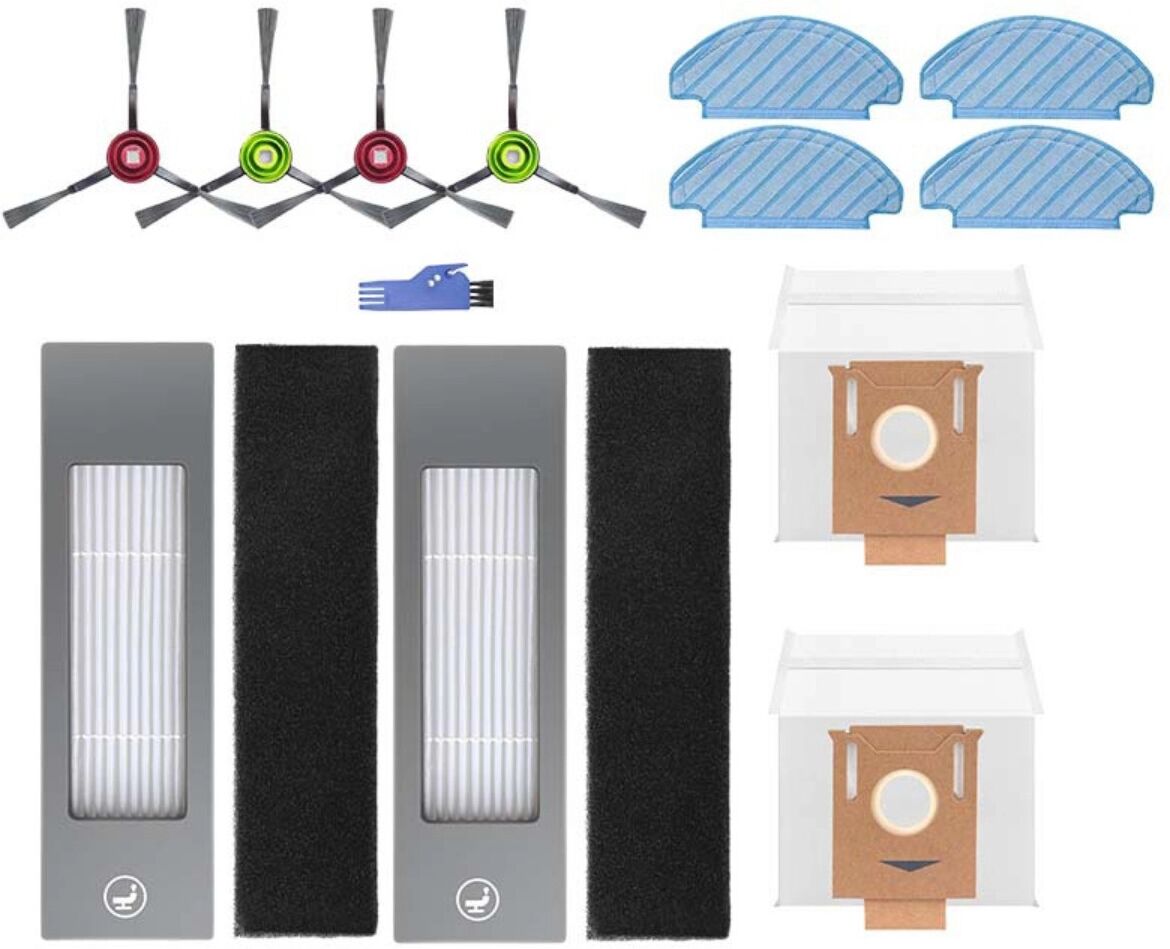 INF Kit d'accessoires de remplacement pour aspirateur robot - brosses latérales, filtres et chiffons mop compatibles avec