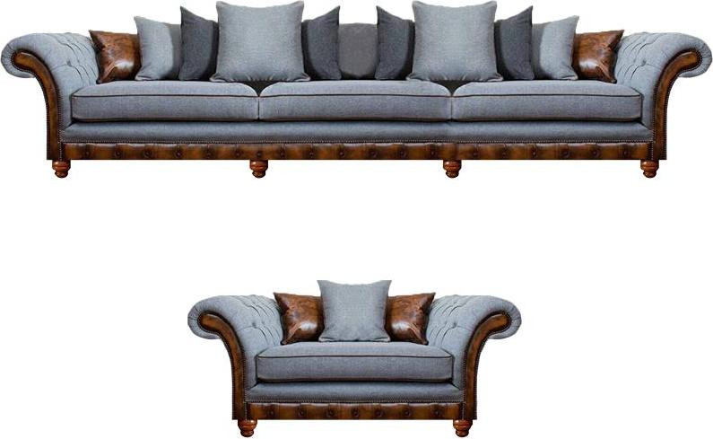 Luxus Stil Chesterfield Sofagarnitur 2-delig, Grijs