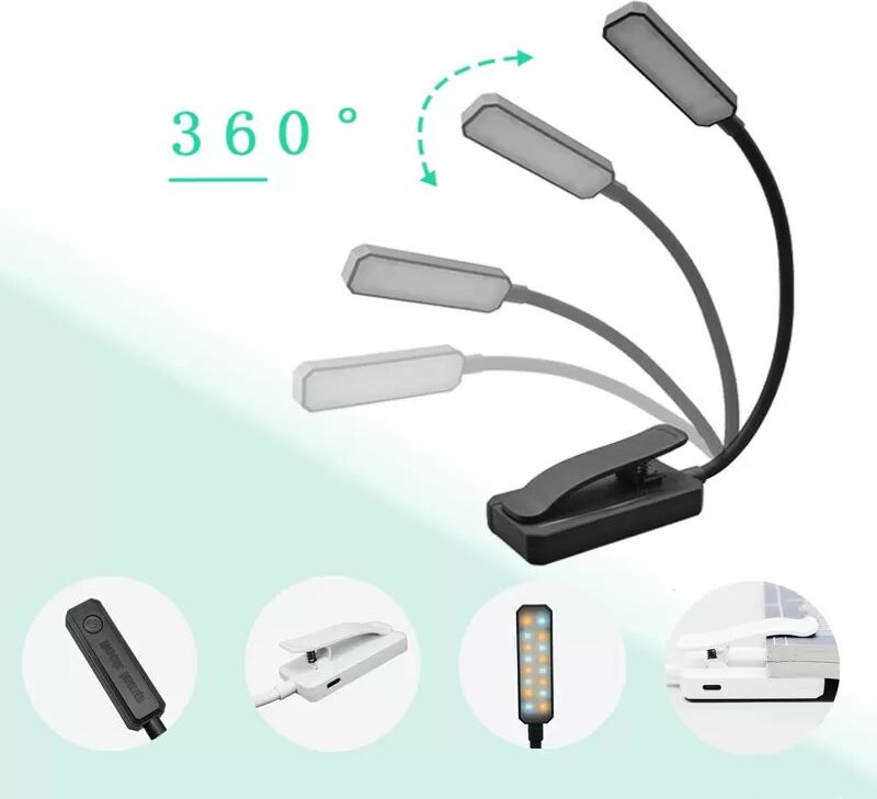 INF Buchklemmenleuchte - 16 LED-Leselampe Schwarz