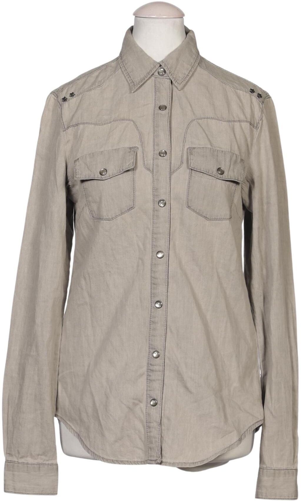 Springfield Damen Bluse, Beige, Gr. EU 36, Baumwolle - Second Hand