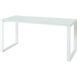 Schreibtisch "Muenchen" Glasplatte & Kufengestell, 160x80 cm Weiß