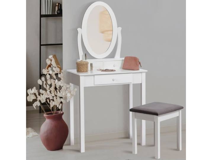 IDMARKET Coiffeuse BETTY avec miroir et tabouret