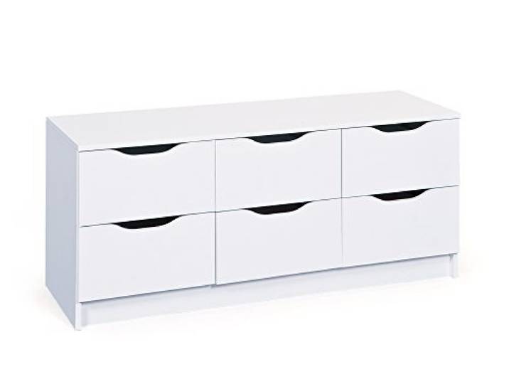 Inter Link - Commode - 6 tiroirs - Meuble à tiroirs - Meuble d'appoint - Buffet - Mélaminé - Blanc - Tiroirs avec poignées encastrées - Westphalen 6