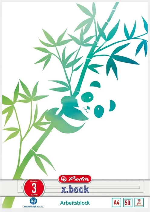 Herlitz Arbeitsblock A4 GREENline 50 Bl. Lineatur 03 Panda