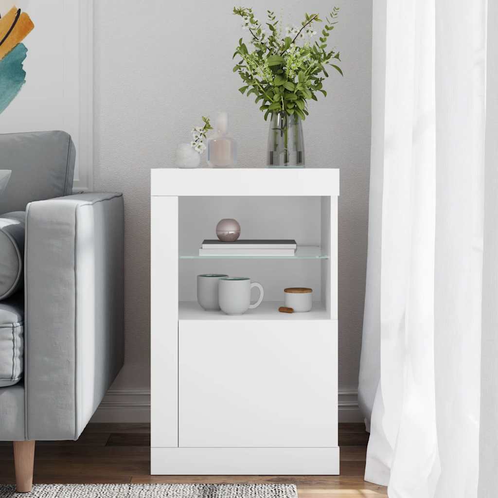 vidaXL Armoire latérale avec éclairage LED blanc bois d'ingénierie
