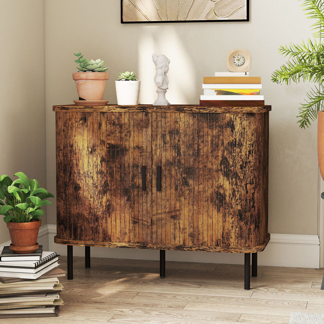 Borough Wharf HOMCOM Sideboard Storage Cabinet with Sliding Doors Brown 75cm H X 90cm W X 40cm D