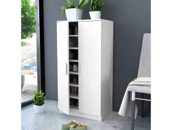 JILI - BEST Meuble à chaussures 7 étagères blanc (8324)
