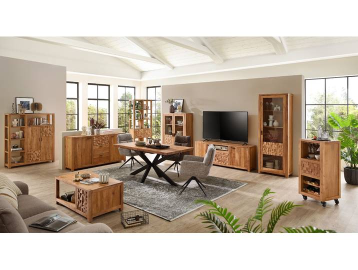Massiver Couchtisch 110 x 45 x 60cm Holz/Braun