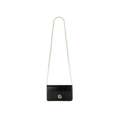 Geldbörse "QUEEN", Damen, schwarz, Lederimitat, GABRIELLA G BY GABRIELLA GUCCI, unifarben, Kleinlederwaren, Damen Geldbeutel, Portemonnaie mit Krokoprägung