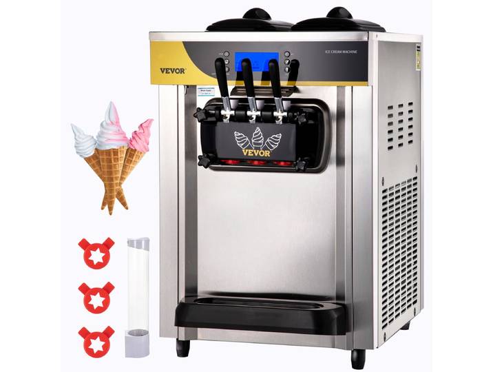 VEVOR Commerciële Softijsmachine IJsmaker IJs 3 Smaken 22-30L/H