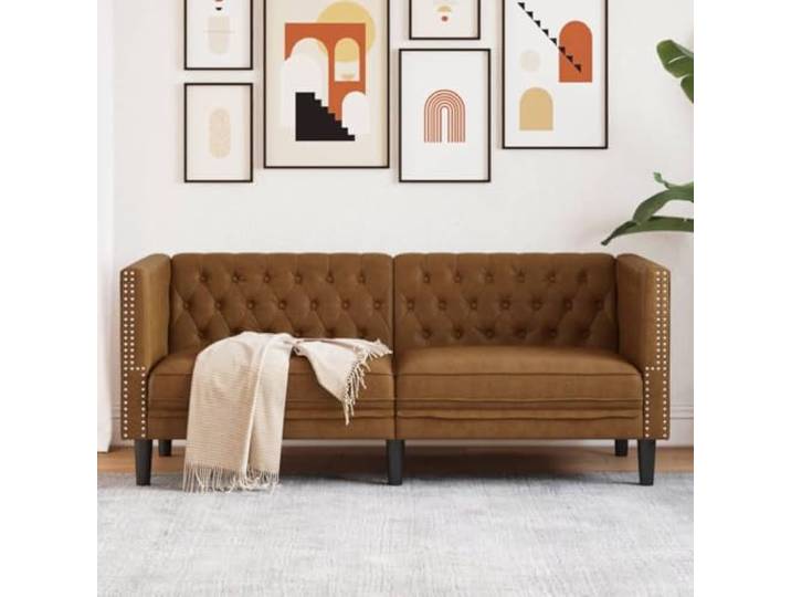 Xichuzi Chesterfield-Sofa 2-Sitzer Braun Kunstleder in Wildleder-Optik, Loungesofa, Sofas & Couches, Relaxsofa, Couch für Wohnzimmer - 372665