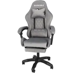 Grauer Gaming-Stuhl, drehbarer Bürostuhl für den Schreibtisch mit Fußstütze