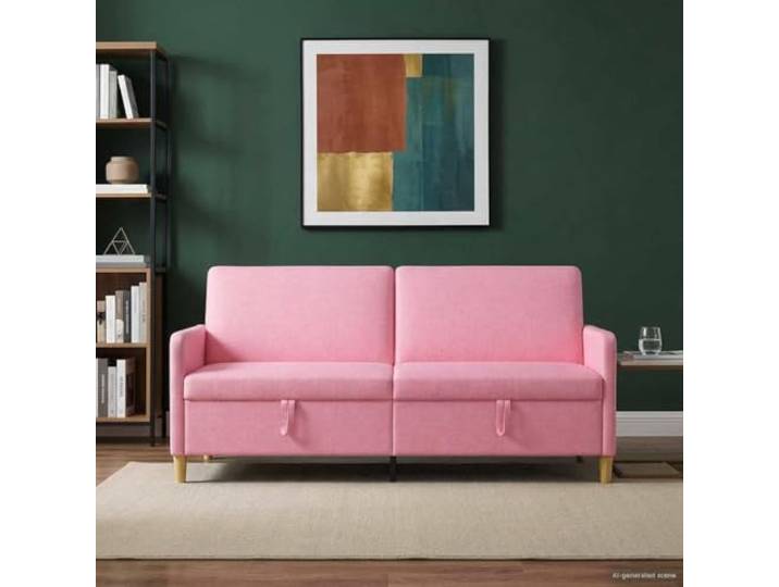 KGHERMDF Sofa mit Stauraum Rosa 192 x 78 x 87 cm Polyester Hochklappsitz, abnehmbare Bezüge, Schaum-Faser-Polsterung, Metall-Holzrahmen, braune Kunststoffbeine