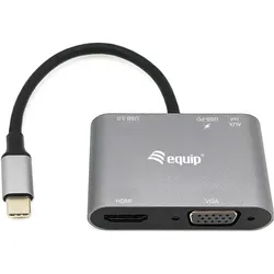 equip USB-C 5-in-1 Multifunktionsadapter (USB-C, 5 Ports), Dockingstation + USB Hub, Schwarz, Grau
