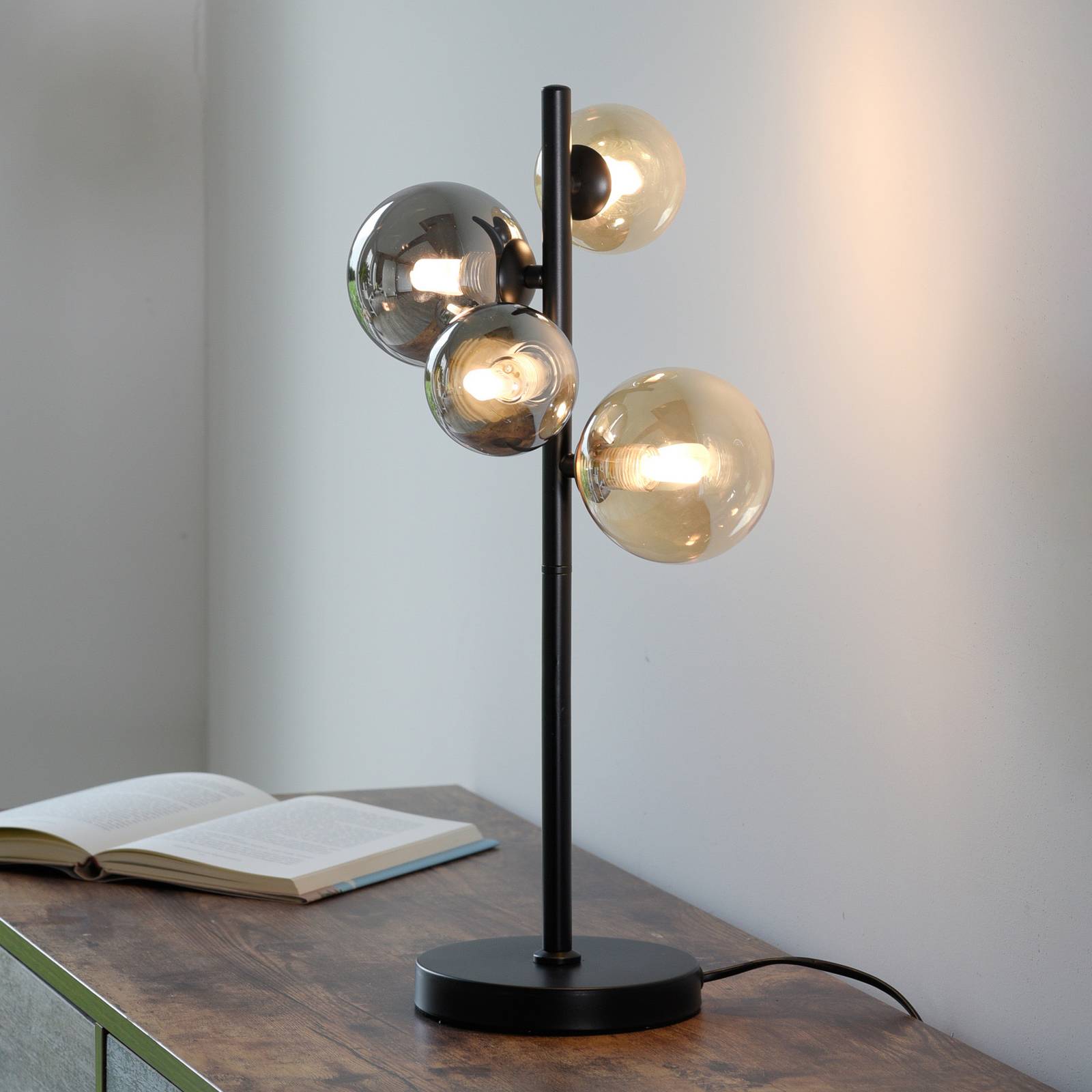 Paul Neuhaus Tischlampe Popsicle, schwarz, für Wohn- / Esszimmer, Metall, Modern
