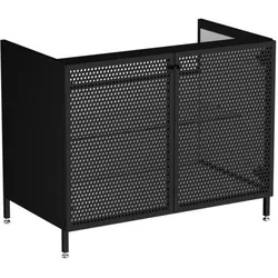 VitrA Liquid Waschtisch-Unterschrank 66742 88x51x71,5cm, Korpus schwarz matt/Front Metall perforiert schwarz matt