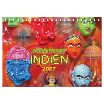 Farbenfrohes Indien (Tischkalender 2027 DIN A5 quer), CALVENDO Monatskalender