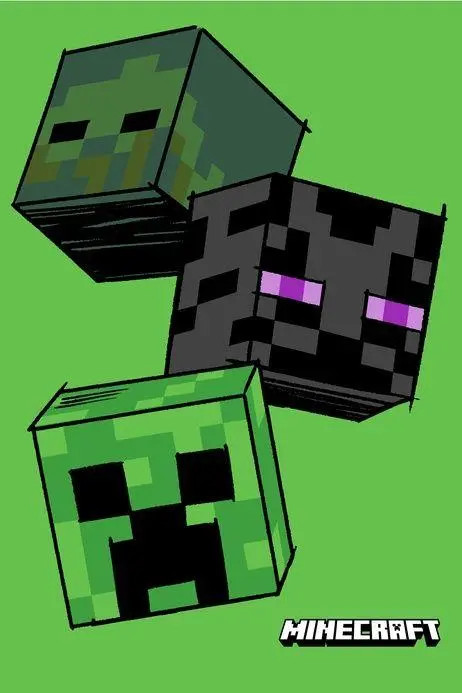 Minecraft fleece plaid voor kinderen, groen, 100 x 150 cm