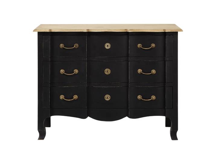 Commode en bois d'acacia et manguier noire, L110 cm