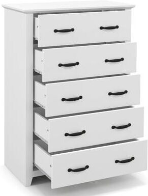 Costway Tall Storage Dresser with 5 Pull-out Drawers for Bedroom Living Room-White