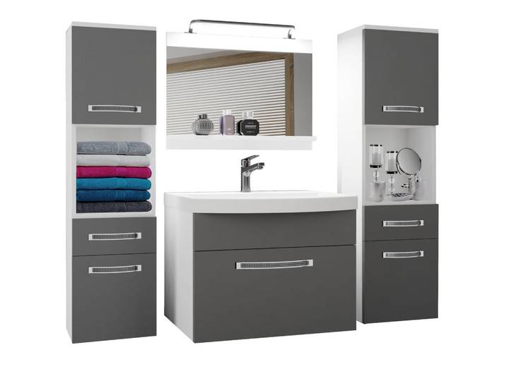 B Belini Group Badmöbel Badezimmer Grau Matt, Holz, 140x113x40 cm, Badezimmer, Badmöbelsets & Badmöbelserien, Badmöbel-Sets