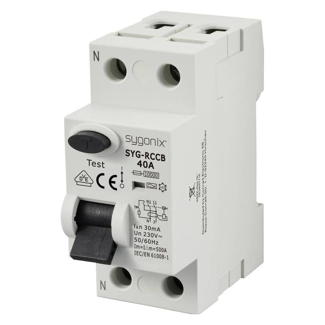 Sygonix SY-6438016 SYG-RCCB 1P+N/A40/10kA/30mA Fehlerstrom-Schutzschalter A 2 (SY-6438016)