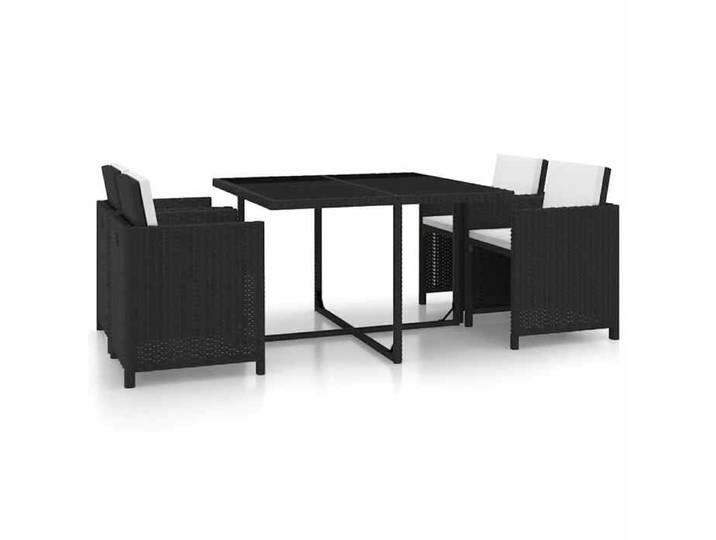 Moderne Salon de jardin encastrable - 5 pcs et coussins - Rotin - Noir - résistant aux intempéries - Mobilier de balcon @FR 4424
