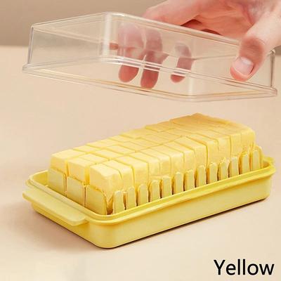 Inspire Essentials Butter Storage Box With Cutter And Lid Refrigerator Butter Keeper yellow