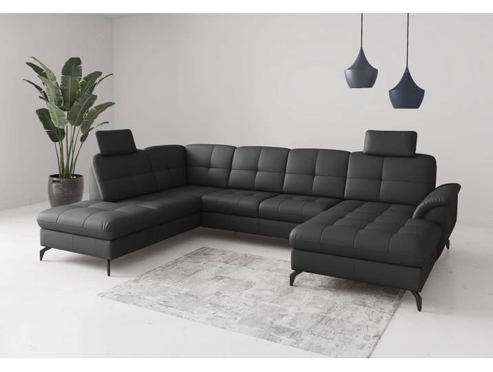 Wohnlandschaft SIT & MORE Zora , schwarz, T:212cm, Sofas, Wohnlandschaft