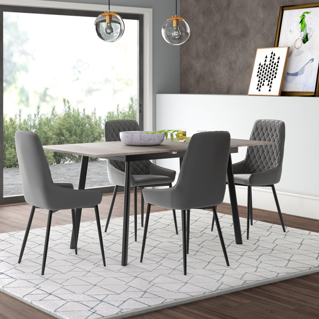 Wade Logan Raffaele 4 - Person Butterfly Leaf Dining Set Grey/Black 4