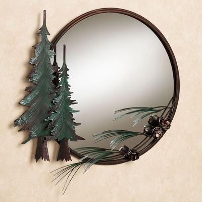 T.i./New Metal Design Pine Tree Wall Mirror Brown , Brown