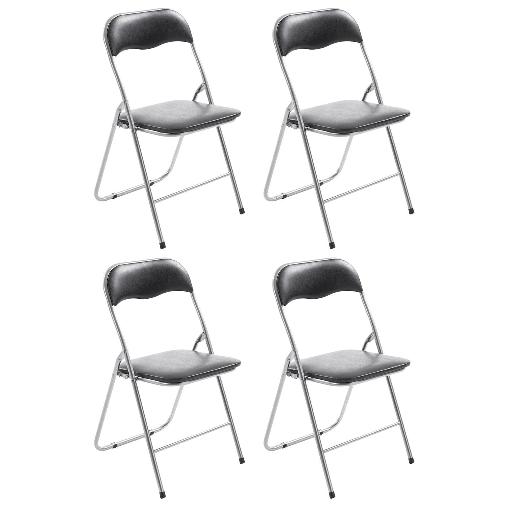 CLP 4er Set Klappstuhl Felix Gepolstert I Küchenstuhl Mit Metallgestell I Kunstleder PVC Sitz Gepolstert I Stühle Klappbar I Campingstühle