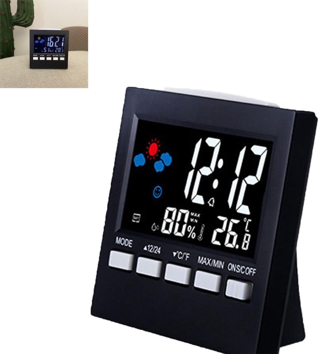 Digitale reiswekker met temperatuurweergave